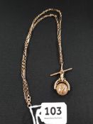 9 CARAT GOLD ALBERT NECKLACE CIRCA 7 GRAMS WITH SWIVEL FOB WHICH IS NOT GOLD