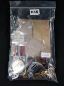 BAG OF MILITARY BADGES AND WW2 MEDAL
