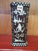 ORIENTAL PAPERMACHE VASE WITH MOTHER OF PEARL INLAY