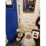 VINTAGE MARBLE AND BRASS STANDARD LAMP AND ASHTRAY