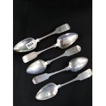 SET OF 5 IRISH SILVER SPOONS - DUBLIN 1807 344 GRAMS