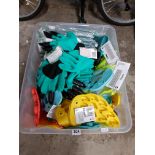 BOX LOT OF GARDENING GLOVES AND ACCESSORIES