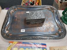 ARTS AND CRAFTS COPPER TRAY AND TRINKET BOX