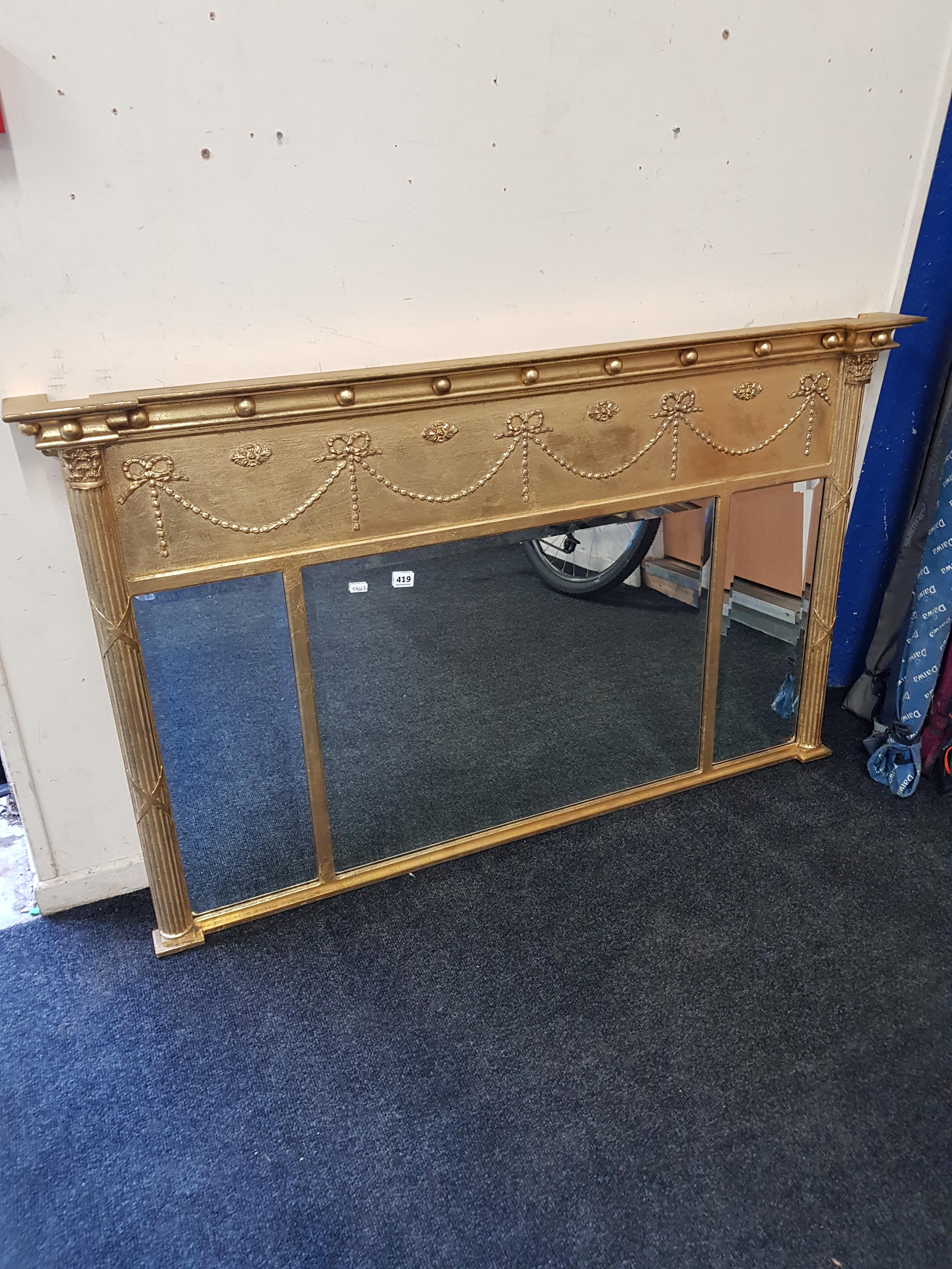 LARGE GILT OVER MANTLE MIRROR