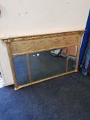 LARGE GILT OVER MANTLE MIRROR