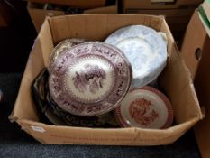 BOX OF EARLY ANTIQUE PLATES