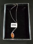SILVER AMBER DROP ON CHAIN
