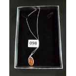 SILVER AMBER DROP ON CHAIN