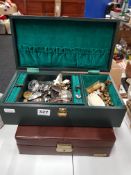 2 VINTAGE JEWELLERY BOXES AND CONTENTS