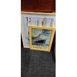 FRAMED WHITE STAR LINE POSTER AND HARLAND AND WOLFF MARITIME COLLECTION PICTURE