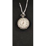 LADIES SILVER ANTIQUE FOB WATCH IN WORKING ORDER