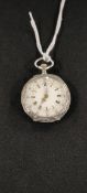 LADIES SILVER ANTIQUE FOB WATCH IN WORKING ORDER