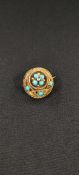 VICTORIAN YELLOW METAL AND TURQUOISE BROOCH