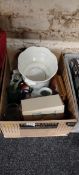 SMALL BOX LOT OF CERAMICS AND GLASS