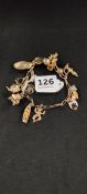 9 CARAT GOLD VINTAGE CHAMR BRACELET 35 GMS