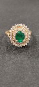 SUPERB 18 CARAT GOLD DIAMOND AND EMERALD CLUSTER RING WITH CIRCA HALF CARAT OF DIAMONDS