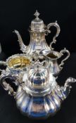 BEAUTIFUL 4 PIECE SILVER TEA SERVICE - LONDON 1848 BY WILLIAM COMYNS WEIGHING CIRCA 88/89 OUNCES