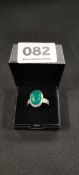 SILVER AND JADE RING