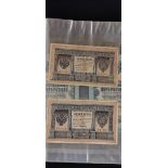 FOLDER OF GERMAN AND RUSSIAN BANK NOTES