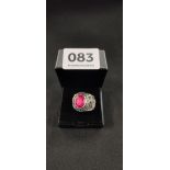 GENTS SILVER RING SET WITH RED STONE