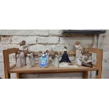 SHELF LOT OF WILLOW TREE FIGURES AND 2 CERAMIC FIGURES