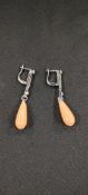 PAIR OF CORNELIAN STONE SET DROP EARRINGS