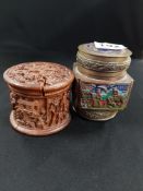 2 ORIENTAL LIDDED POTS