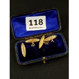 PAIR SUPERB ANTIQUE 9 CARAT GOLD TORPEDO CUFFLINKS, HALLMARKS CHESTER 1896-97