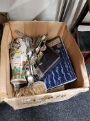 SMALL BOX TO INCLUDE CUTLERY, ORIENTAL ITEMS AND ART NOUVEAU BOOK