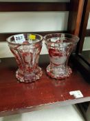 PAIR OF BOHEMIAN ETCHED VASES