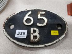 AN ORIGINAL CAST IRON RAILWAY SHED SIGN 65B