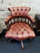 FINE QUALITY LEATHER CAPTAINS CHAIR MEKANIKK MADE IN NORWAY
