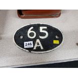 AN ORIGINAL CAST IRON RAILWAY SHED SIGN 65A