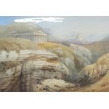 VICTORIAN WATERCOLOUR - GRECIAN TEMPLE - DAVID ROBERTS