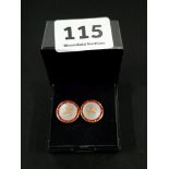 PAIR 9 CARAT GOLD AND ENAMEL CUFF LINKS 5.7 GRMS