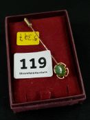 9 CARAT GOLD AND JADE TIE/HAT PIN
