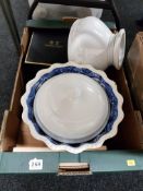 BOX LOT TO INCLUDE ARTHUR PRICE GOBLETS , MAP, MIRROR AND 2 TUREENS