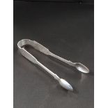 HEAVY PAIR OF IRISH SILVER SUGAR TONGS DUBLIN 1867/68