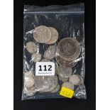 BAG OF SILVER AND OTHER COINS