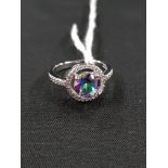 SILVER MYSTIC TOPAZ AND CRYSTAL SET RING