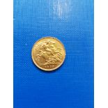 22 CARAT GOLD HALF SOVEREIGN 1908