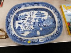 LARGE ANTIQUE BLUE AND WHITE PLATTER