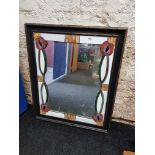 LARGE HEAVY STAINED GLASS WALL MIRROR