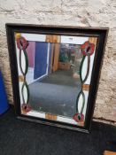 LARGE HEAVY STAINED GLASS WALL MIRROR
