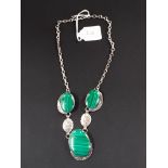 LARGE SILVER & MALACHITE NECKLACE