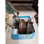 OLD FISHING REEL AND FLY TYING VICE