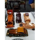 5 LARGE WOODEN MODEL CARS