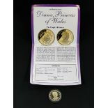 14 CARAT GOLD PROOF 50 DOLLAR COIN - PRINCESS DIANA WITH CERT