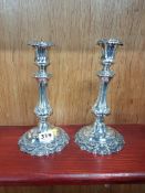 PAIR OF 19TH CENTURY PLATED CANDLESTICKS
