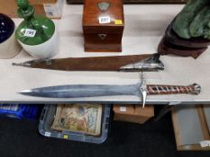 LORD OF THE RINGS, FRODO'S STING SWORD - 22' LONG STEEL BLADE WITH ELVEN INSCRIPTION AND WOODEN